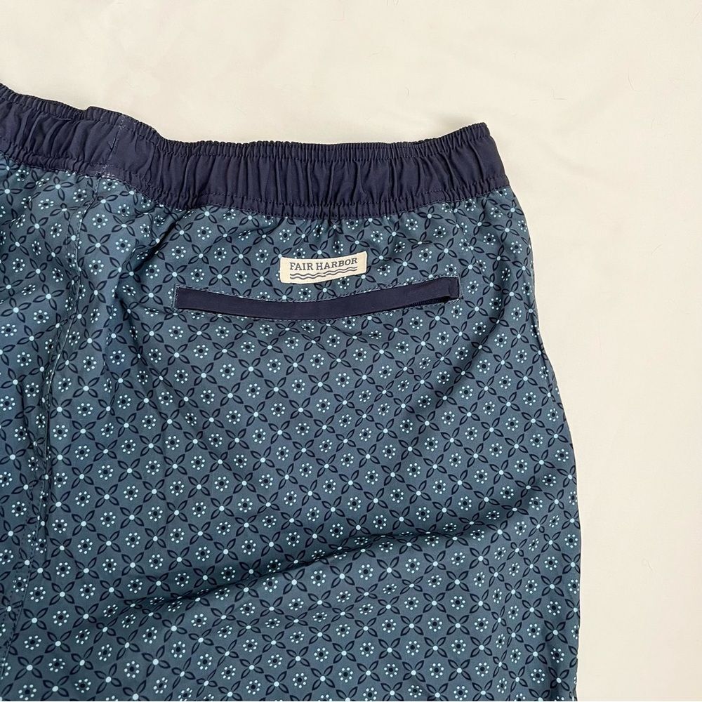 Fair Harbor Swim Trunks Men XXL Swim Shorts Lined Zip Pockets Elastic Waist Blue - Picture 5 of 5